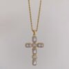 Stainless Steel Cubic Zirconia Cross Pendant Necklace