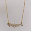 Stainless Steel Cubic Zirconia Fishbone Necklace