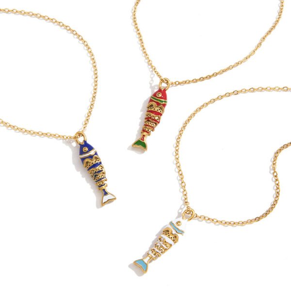Stainless Steel Enamel Fish Necklace