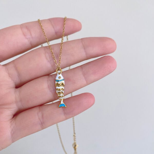 Stainless Steel Enamel Fish Necklace