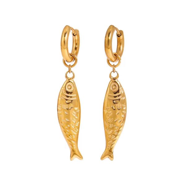 Stainless Steel Fish Hoop Earrings