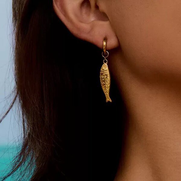 Stainless Steel Fish Hoop Earrings