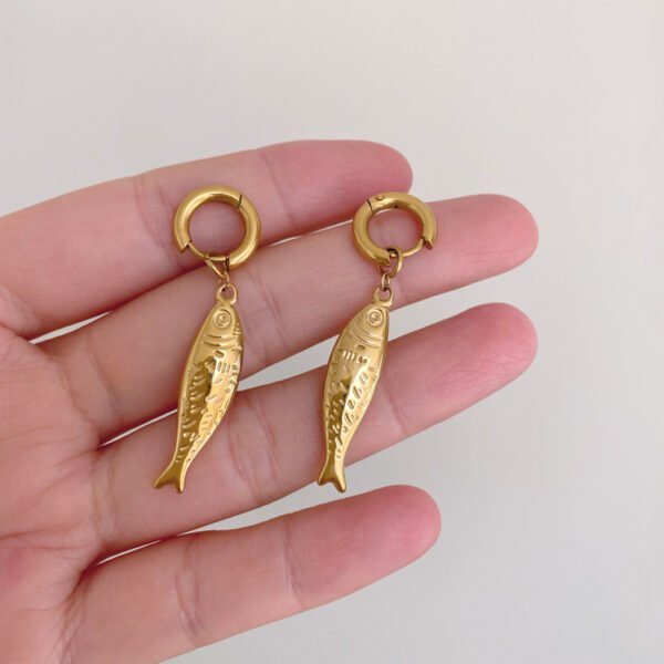 Stainless Steel Fish Hoop Earrings