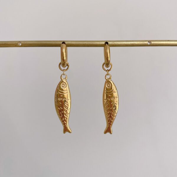 Stainless Steel Fish Hoop Earrings