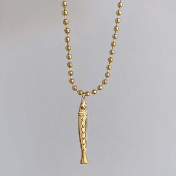 Stainless Steel Fish Pendant Beaded Necklace