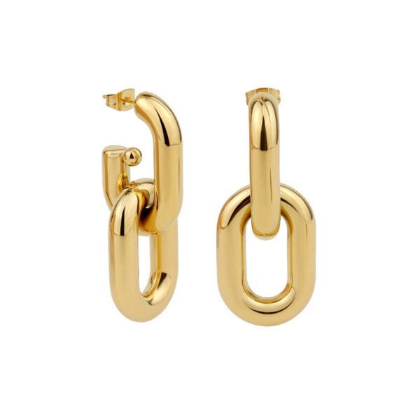 Stainless Steel Hollow Chunky Double Hoop Earrings