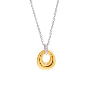 Stainless Steel Two Tone Pendant Minimalist Necklace