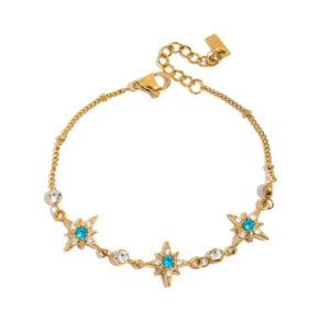 Blue CZ Star of David Bracelet Stainless Steel