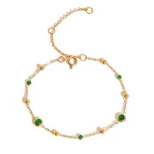 Emerald Bezel CZ Bracelet Stainless Steel