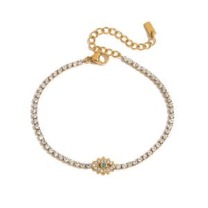 Evil Eye Tennis Bracelet Stainless Steel