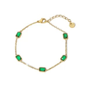 Square Emerald CZ Bracelet Stainless Steel